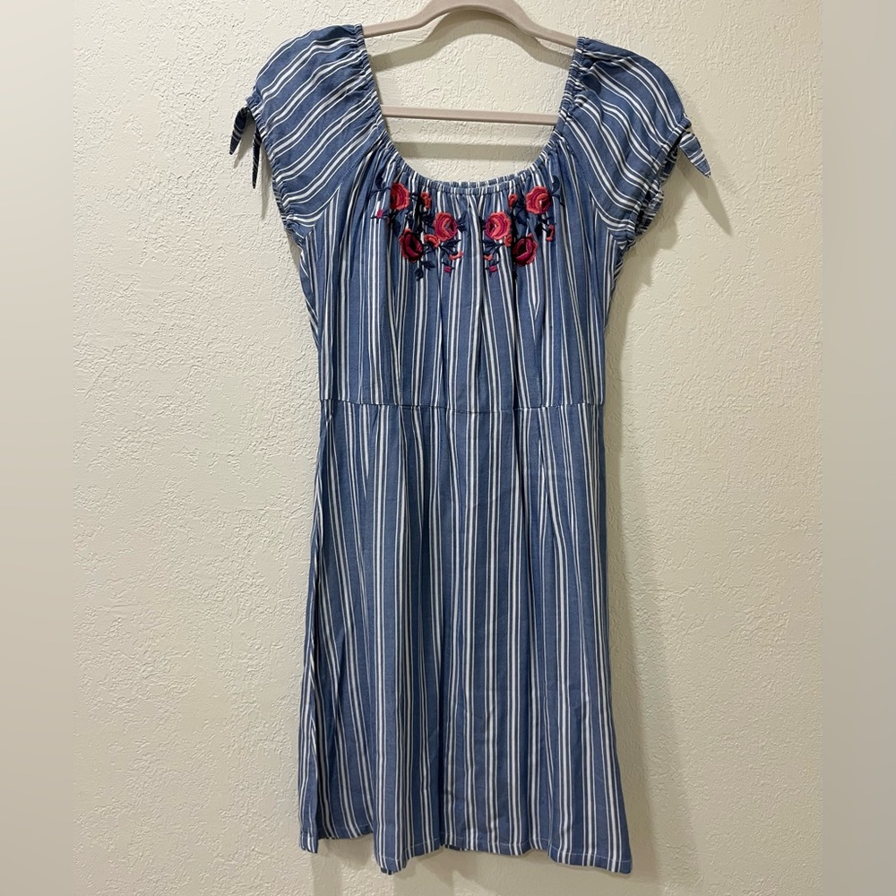 Hollister Mini White and Blue/ Rose Mini Dress